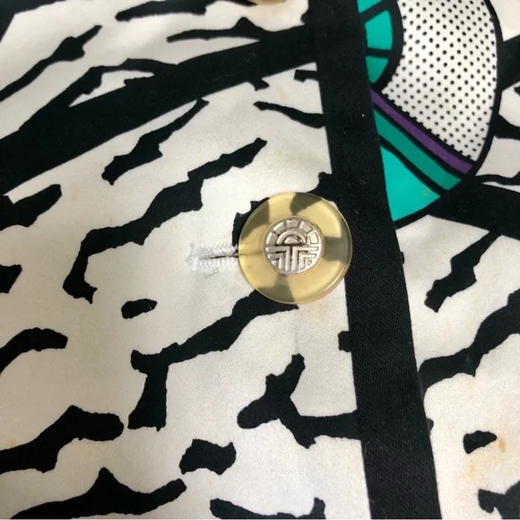 Vintage 80s Louis Feraud Multicolored Memphis Pattern Multicolor Blazer Jacket 6 - Picture 8 of 15